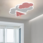 Contemporary Creative Kids Iron Acrylic Plane Cloud Astronaut LED Flush Mount Ceiling Light For Bedroom