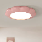 Contemporary Scandinavian Macaron Fiberglass Iron Round LED Flush Mount Ceiling Light For Bedroom