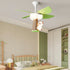 Contemporary Creative Kids PVC Iron Wood Tree Bear LED Semi-Flush Mount Ceiling Fan Light For Bedroom