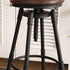 Traditional Vintage Round Quad Stand Wood Plate Iron Bar Stool Backrest For Dining Room