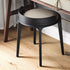 Traditional Vintage Round Leather Upholstered Wood Frame Vanity Stool Backless For Bedroom