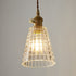 Traditional Vintage Round Cup Brass Glass 1-Light Pendant Light For Living Room