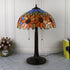 Traditional Tiffany Pastoral Rose Flower Stained Glass 2-Light Table Lamp For Bedroom