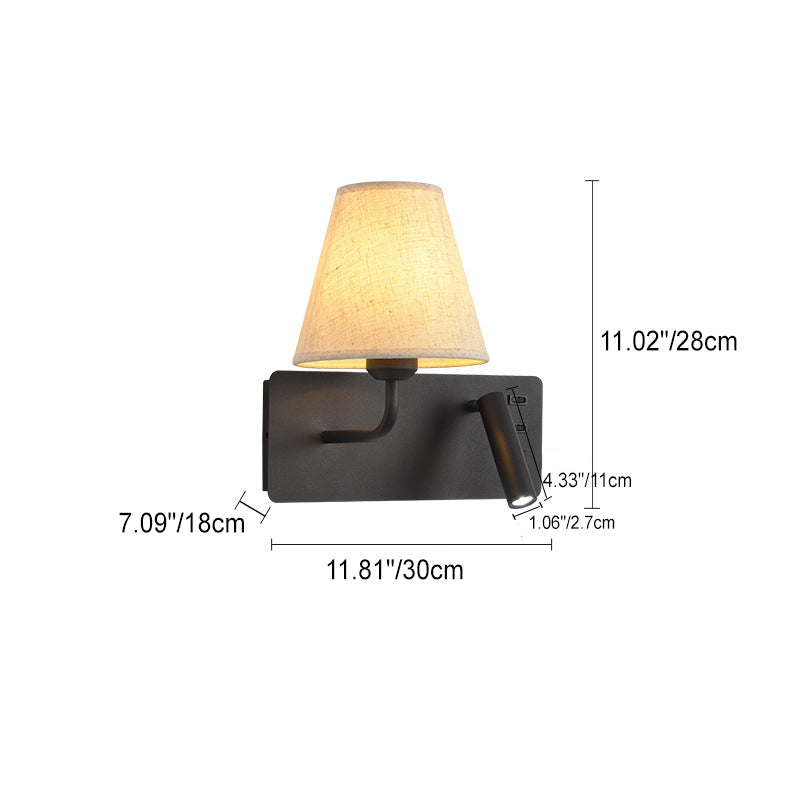 Modern Minimalist Square Cylinder Iron Aluminum Fabric 1-Light LED Wall Sconce Lamp For Bedroom