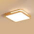 Modern Minimalist Square Wood Acrylic LED Flush Mount Ceiling Light For Bedroom