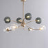 Contemporary Nordic Branch Line Orb Hardware Glass 6/8/12 Light Chandelier For Living Room