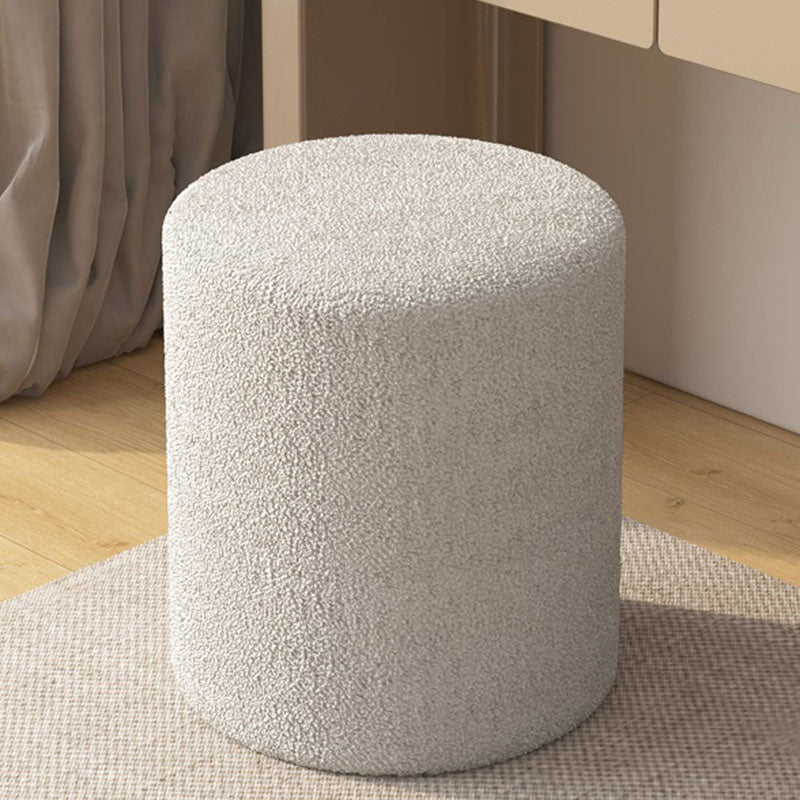 Modern Minimalist Cylinder Frame Lambswool Solid Wood Vanity Stool For Bedroom