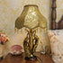 Traditional Vintage Peacock Flower Pattern Resin Fabric 1-Light Table Lamp For Bedroom