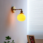 Traditional Japanese Brass Copper Ceramic Conic Cylinder Semicircular Strip Ball 1-Light Wall Sconce Lamp For Bedside