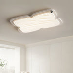 Modern Nordic Cream Biscuit PVC Shade Hardware LED Flush Mount Ceiling Light For Bedroom