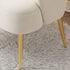 Modern Minimalist Cream Curve Lambswool Metal Vanity Stool Backrest Arm For Bedroom