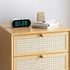 Modern Simplicity Square Solid Wood Rattan Weaving Side Table 2-Drawer For Living Room