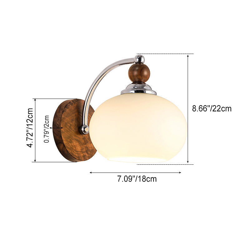 Traditional Vintage Lantern Shaped Wood Iron Glass 1-Light Wall Sconce Lamp For Bedroom