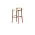 Contemporary Retro Square Kraft Paper Rope Weaving Solid Wood Bar Stool Low Back Footrest For Dining Room