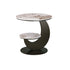 Modern Luxury Round Crescent Moon Frame Slab Carbon Steel End Table 2-Tray For Living Room