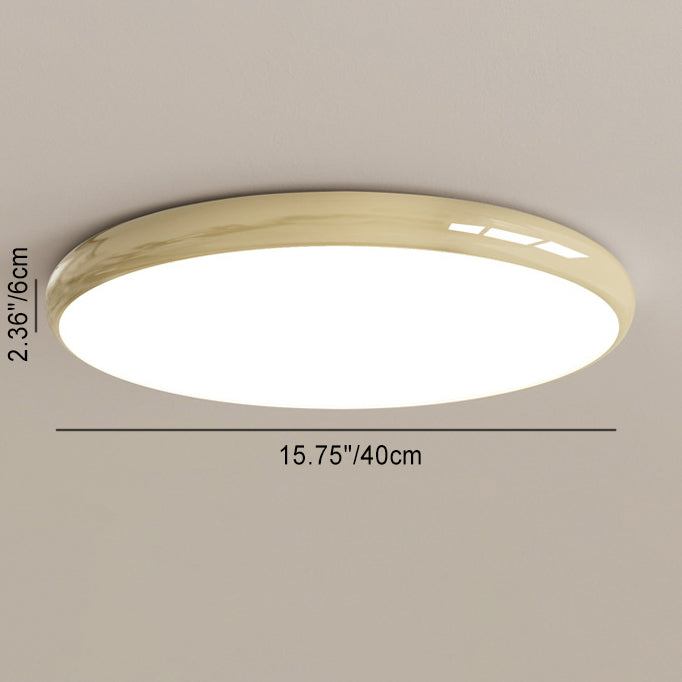 Modern Minimalist Macaron Acrylic Round Shade LED Flush Mount Ceiling Light For Bedroom