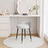 Modern Minimalist Round Cotton Linen Leather Iron Vanity Stool Low Backrest For Bedroom