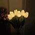 Modern Art Deco PU Ceramic Tulip Simulated Flower LED Table Lamp For Bedside