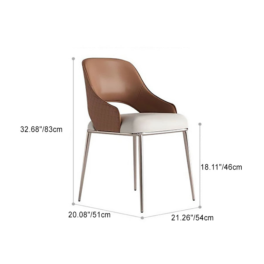 Contemporary Scandinavian Square Leather Metal Dining Chair Backrest Armrest For Dining Room