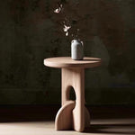 Modern Minimalist Round Cross Base Ash Wood End Table For Living Room