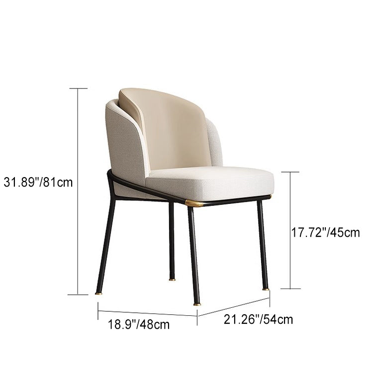 Contemporary Nordic Square Fabric Leather Carbon Steel Dining Chair Backrest For Living Room