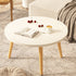 Modern Minimalist Round Marble Veneer Wood End Table 1-Tier For Living Room