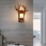 Contemporary Scandinavian Antler Cylinder Resin Glass 1-Light Wall Sconce Lamp For Living Room