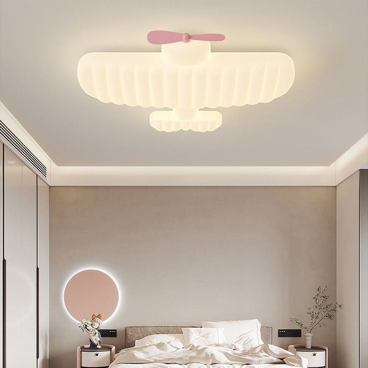 Contemporary Creative Kids Airplane Iron PE LED Flush Mount Ceiling Light For Bedroom