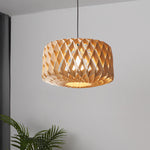 Modern Minimalist Round Diamond Solid Wood Skeleton 1-Light Pendant Light For Living Room
