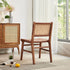 Contemporary Scandinavian Square Woven Wood Saddle Leather Dining Chair Backrest For Dining Room