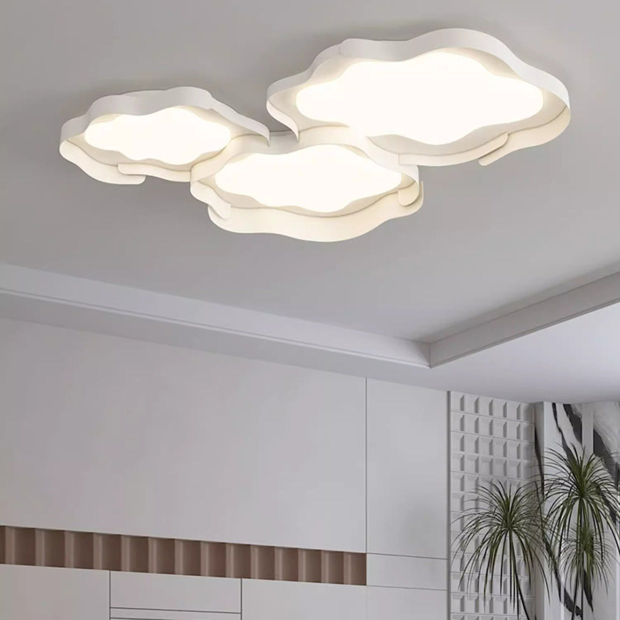 Modern Simplicity Iron PE Wavy Shape LED Flush Mount Ceiling Light For Living Room