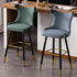 Contemporary Luxury Tufted Velvet Upholstered Bar Stool Wingback Footrest For Dining Room