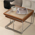 Traditional Vintage Square Solid Wood Rattan Glass Stainless Steel Coffee Table 4-Leg For Living Room