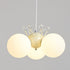 Contemporary Creative Cream Hardware Crystal Decor PE Round Shade 3-Light Kids Chandelier For Living Room