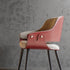 Modern Minimalist Square Wood Leather Backrest Armrest Chair For Living Room