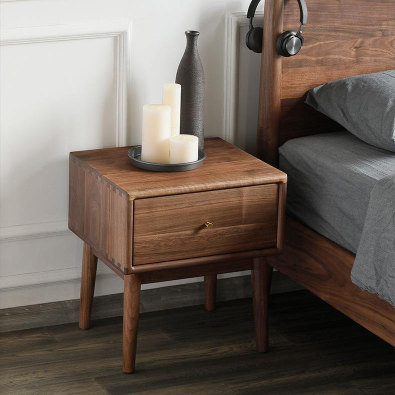 Traditional French Rectangular Wood End Table 1-Drawer For Living Room