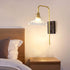 Traditional Vintage Round Wood Iron Glass 1-Light Wall Sconce Lamp For Bedroom