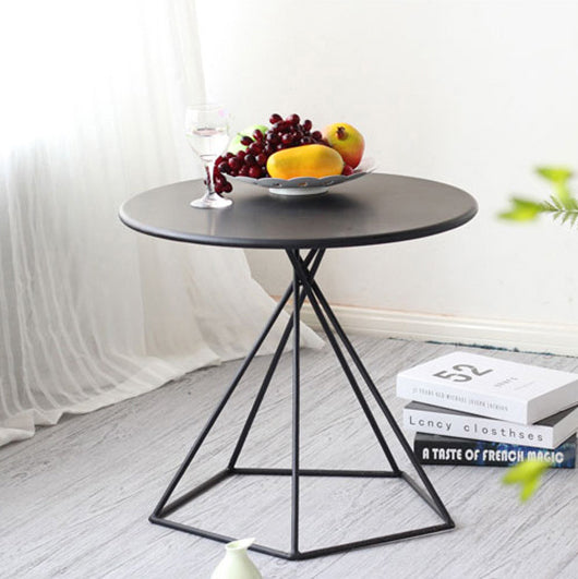 Contemporary Luxury Metal Geometric Pentagram Base End Table For Living Room