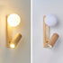 Contemporary Scandinavian Rectangular Orb Cylinder Wood PE LED Wall Sconce Lamp For Bedroom