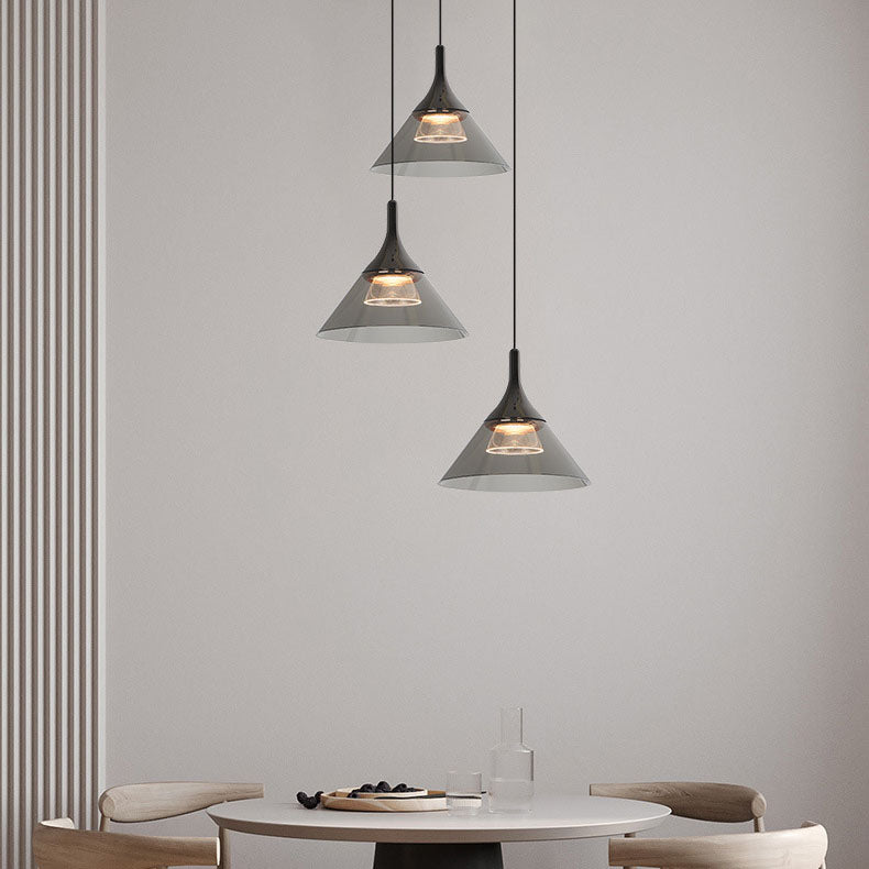 Modern Minimalist Cup Shape Acrylic Aluminum LED Pendant Light For Dining Room