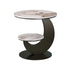 Modern Luxury Round Crescent Moon Frame Slab Carbon Steel End Table 2-Tray For Living Room