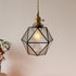 Traditional Vintage Polygonal Brass Glass 1-Light Pendant Light For Living Room