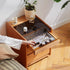 Traditional Vintage Square Glass Top Solid Wood Frame End Table 3-Drawer For Living Room