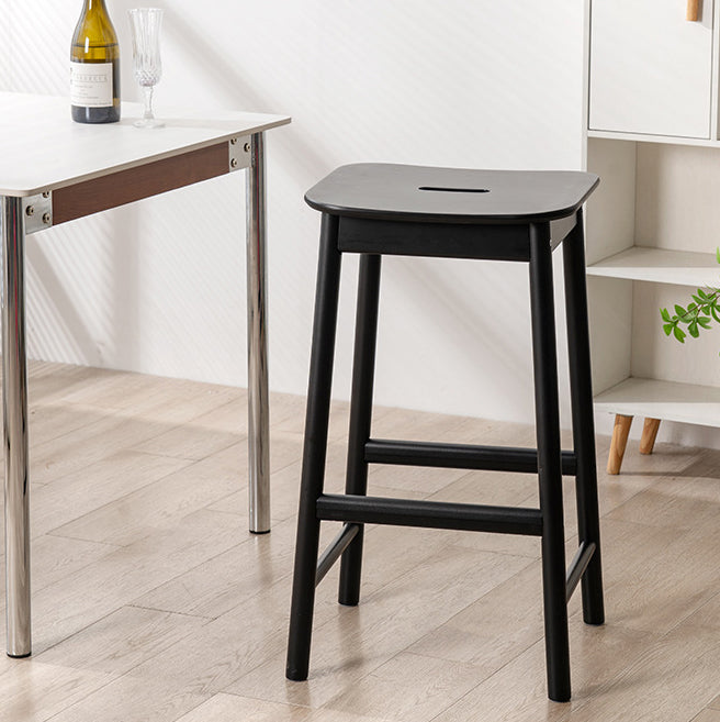 Modern Minimalist Rectangular Birch Bar Stool Footrest For Dining Room