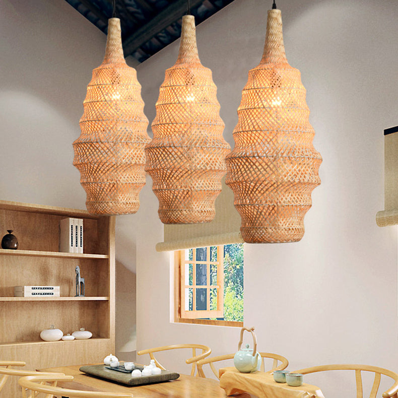 Traditional Chinese Conch Shape Hardware Bamboo 1-Light Pendant Light For Living Room