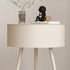 Modern Minimalist Round Tabletop Iron Nightstand 1-Storage For Bedroom