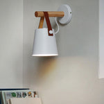 Modern Minimalist Wood Iron Cylinder 1-Light Wall Sconce Lamp For Bedside