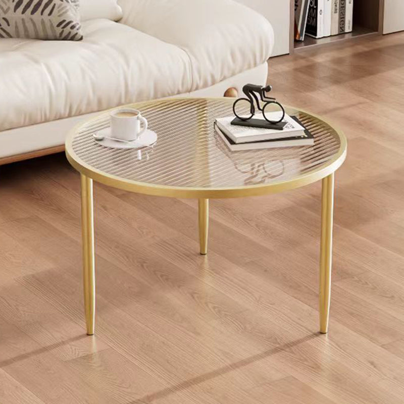 Modern Minimalist Round Glass Metal Coffee Table For Living Room