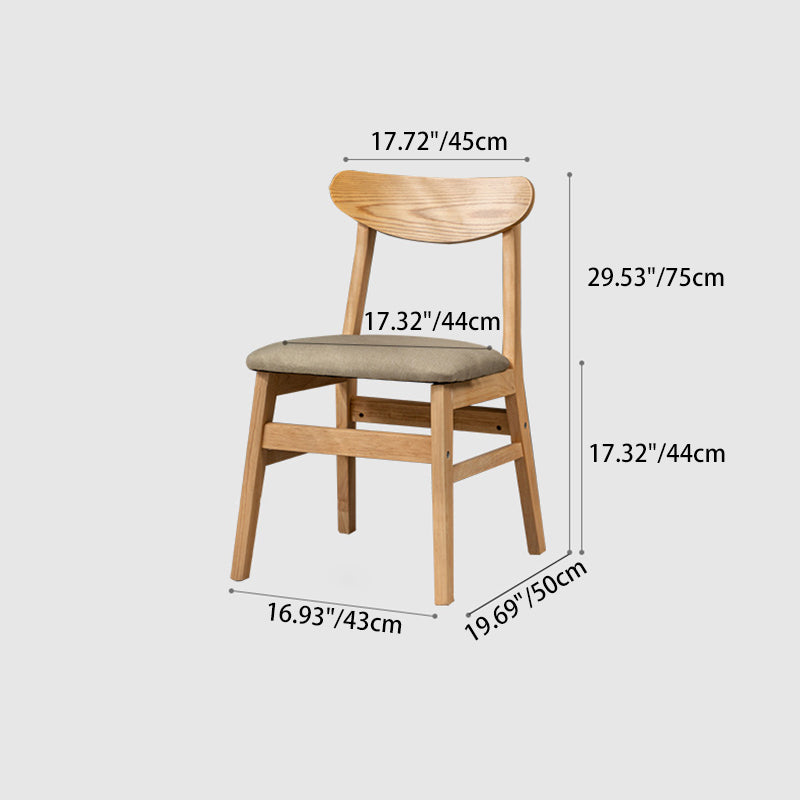 Contemporary Retro Square Linen Upholstered Wood Frame Dining Chair Backrest For Dining Room