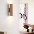 Traditional Japanese Rubber Wood Cylinder LED Wall Sconce Lamp For Bedroom